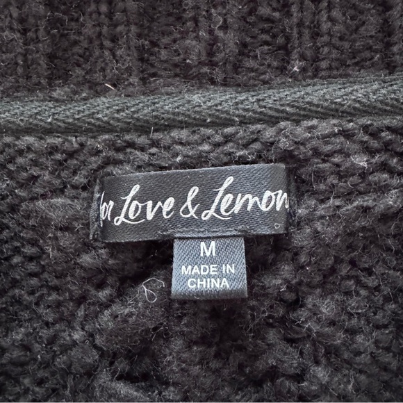 For Love & Lemons Savannah Cropped Cardigan Sweater Flowers Black Medium Puff - Picture 9 of 9